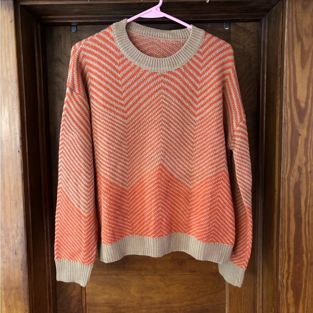 SHEIN Orange and Tan Knit Sweater